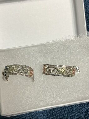 BLACK HILLS GOLD Half Hoop Earrings Sterling 12K Leaves